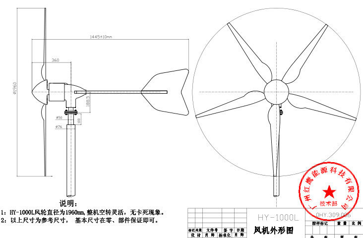 Modern Wind Turbine Generator System 1000W 24V 48V With Reliable And Stable