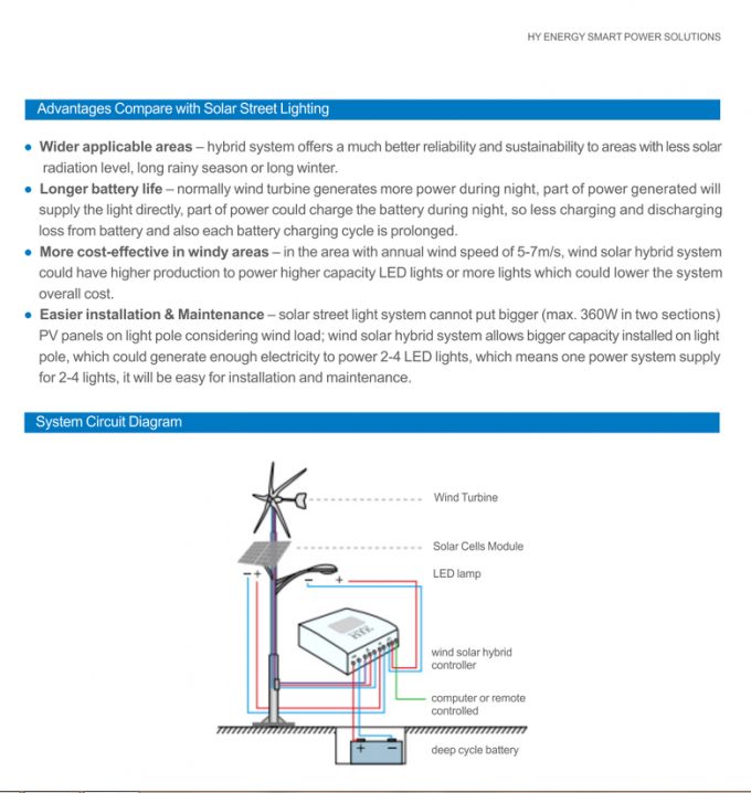 Poly - système d'éclairage solaire de réverbère de vent cristallin de panneau/80 watts LED